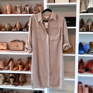 Michael Kors Bisque Silk Shirt Dress Size S